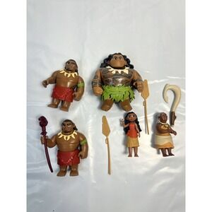 Disney Moana Playset Maui Gramma Tala Chief Tui Figures PVC Lot of 5 Accessories